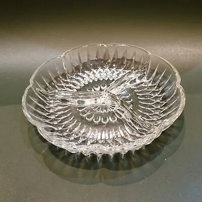 Buy Pressed Glass Dish With 3 Dividers Serving Platter Tray Art Deco 7  Vintage • 7£