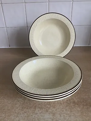 Buy Poole Pottery Broadstone - 4 X 18.5 Cm Wide Rimmed Cereal / Dessert Bowls • 24£