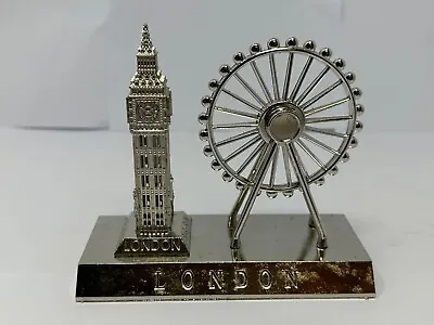 Buy Metallic Ornaments Big Ben London With London Eye Unique Decor For Home - Silver • 20.69£