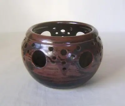 Buy Tenmoko Glazed Stoneware Bowl With Pierced Sides: Hand Thrown & Has Seal Mark • 10£