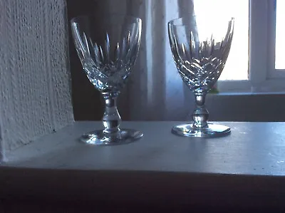 Buy Two Crystal Cut Drinking Glasses Sherry Or Wine Small 4x 2.1/4 Inches On Knoped • 25£