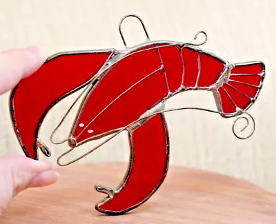 Buy Stained Glass Lobster Suncatcher Red Hand Made Window Hanger Maine Nautical • 11.38£