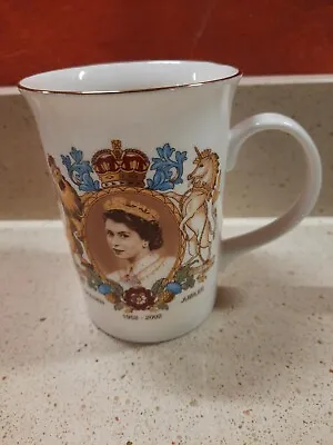 Buy Queen Elizabeth Golden Jubilee Commemorative China Gold Trim Mug • 9.99£