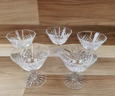 Buy 5 X Small Vintage Crystal Glass Champagne Saucers Glasses • 19.99£