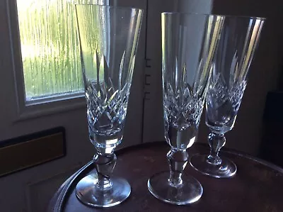 Buy Set Of 3 Champange Or Wine Cut Crystal Glasses On Knop Stem 7.1/4 H X 2.1/2 Inch • 29£
