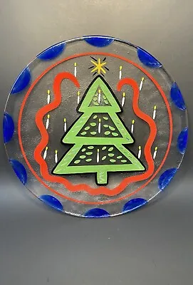 Buy Kosta Boda Art Glass Plate Christmas Tree Candle Lights Star Yellow Red Blue 12” • 61.76£