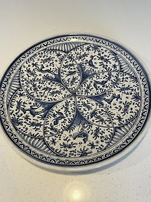 Buy Large Blue & White Wall Plate - Wall Decor Pottery Portugal 13” Handpainted • 26.85£