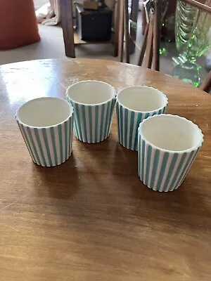Buy  Rare Vintage Set Of 4 Hornsea  Summit  Range Striped Egg Cups In Turquoise. • 40£