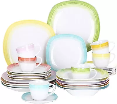 Buy 30Pc Complete Dinner Set Multicolor Crockery Porcelain Plates Bowls Cups Saucers • 74.99£