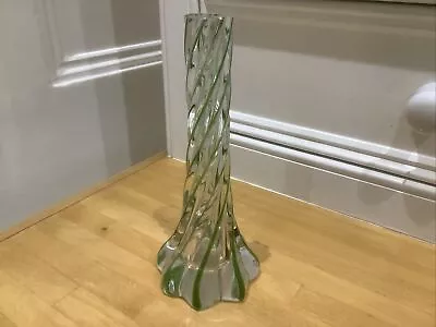 Buy Antique Green Twist Clear Glass Vase  ? Stourbridge • 16£