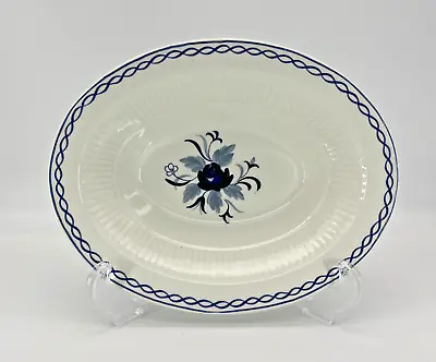 Buy ADAMS Baltic Blue English Ironstone Blue White Oval Serving Bowl 9” Vintage • 19.18£