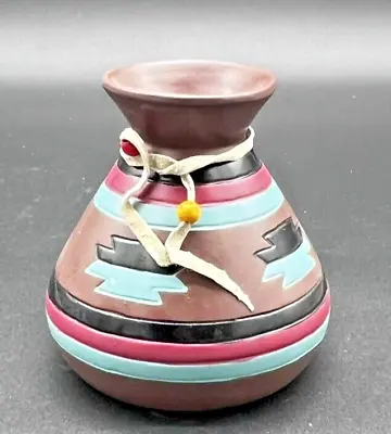 Buy Southwestern Native American Indian Style Clay Pottery Vase 5  Tall • 5.78£