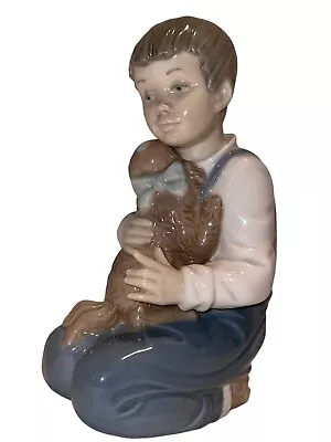 Buy NAO By Lladro  Forever Friends  #1127 Boy Kneeling Hugging Puppy Dog • 56.76£