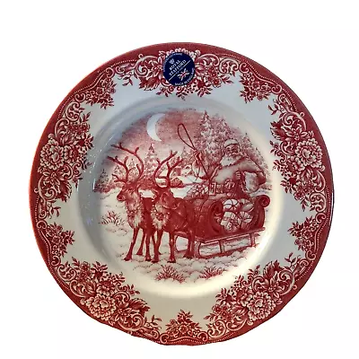 Buy ROYAL STAFFORD Set Of 4 Christmas SANTA'S SLEIGH RED Porcelain Dinner Plates NEW • 75.89£