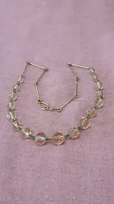 Buy Art Deco Rolled Gold Faceted Rose Pink Glass Bead Necklace 16  • 5£