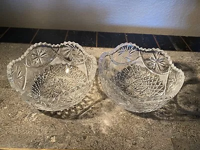 Buy Antique Lead Crystal Cut Glass Bowls Set Of 2 • 37.94£