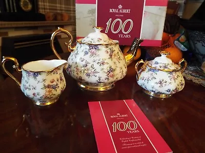 Buy Royal Albert 3 Pcs Teapot Set 1940's English Chintz 100yrs Anniversary • 72£