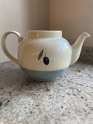 Buy Poole Pottery Fresco Design Teapot Hand Painted Olives Round Edge Without Lid • 15£