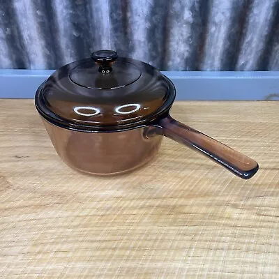 Buy Vintage Corning Ware Visions 1.5 L Cookware Amber Pot Sauce Pan Lid Pyrex • 22.01£