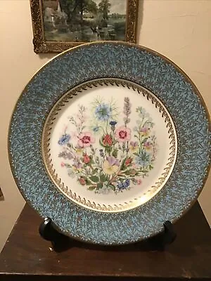 Buy Aynsley   Floral Design Blue And Gold Rim Decorative Plate • 16.99£