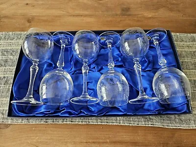 Buy Set Of 6 Bohemia Crystal Czech Beautiful Unique Wine Glasses Approx 17cm • 24.99£