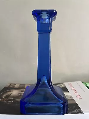 Buy Vintage Cobalt Blue Glass Candlestick 19cm Tall Stunning • 8.99£