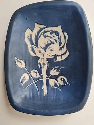 Buy Vintage Eric Leaper/Newlyn White ROSE Decoration Ceramic Dish Incised Signature  • 20£
