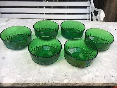 Buy Vintage Arcoroc Emerald Green Glass Fruit Trifle Dishes. Set Of 6. VERY GOOD. • 16£