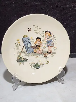 Buy Vintage Sarreguemines French PV 9  Plate FAIENCE Childs Story CHILDREN PAINTING • 66.30£