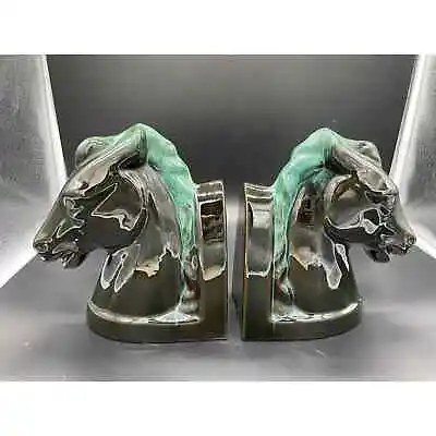 Buy Blue Mountain Pottery Horse Head Bookends Mid Century Modern Pair Set 2 Vintage • 62.67£