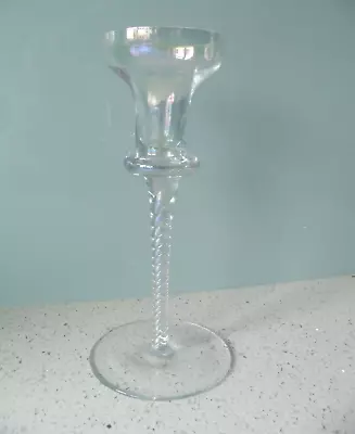 Buy Pretty Iridescent Air Twist Stem Glass Candlestick Candle Holder 20cm (8 ) Vgc • 9.50£