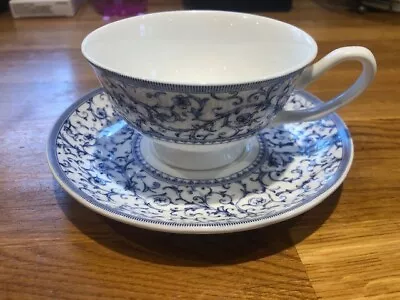 Buy Queens Blue Story Arabesque Tea Cup And Saucer • 3£