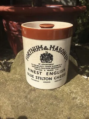 Buy Vintage Fortnum & Mason Blue Stilton Stoneware Jar Two Tone Underglaze Print • 9.95£