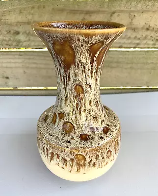 Buy Vintage Fosters Pottery Honeycomb Drip Glaze Lava Style Vase MCM • 10£