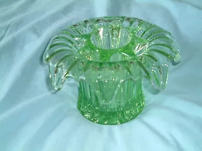 Buy  Vintage ART DECO 2 Piece GREEN GLASS 6.5  POSY HOLDER Flower Arranging Vase • 14.99£