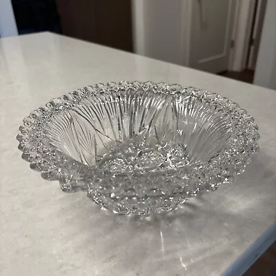 Buy Vintage Open Flared Cut Glass Bowl With Rim • 14.60£
