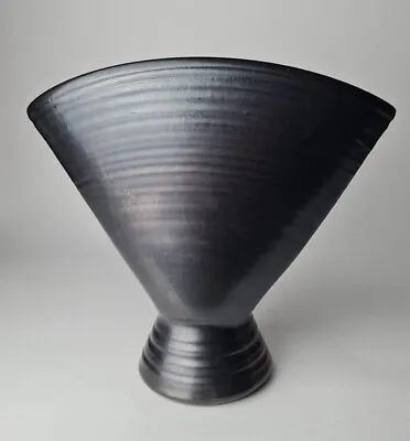 Buy Vintage Prinknash Metallic Lustre Grey Oval Pottery Fan Shaped Vase 17cm Tall • 16.99£