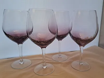Buy Pier One Amethyst Crackle Glass Wine Glasses Set Of 4 • 69.45£