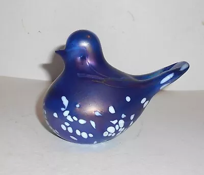 Buy Signed Iridescent Phoenician Malta Glass Blue Bird Paperweight • 12£