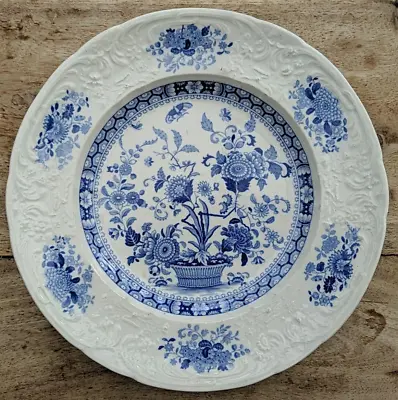 Buy 1 X Dresden Opaque China Vintage Blue Floral Plates Pottery 22.5cm Diameter • 19.99£