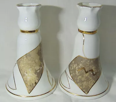 Buy Pair Of Royal Tara (Ireland) White And Gold Bone China Candlesticks • 14.99£