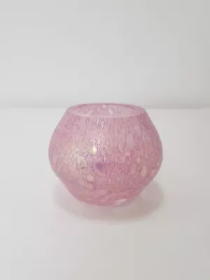 Buy Vintage Iridescent Pink Glass Candle Holder Tealight Bud Vase 4cm X 6cm • 9.99£