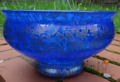 Buy Fine Iridescent Royal Brierley Studio Glass Blue Green Pedestal Fruit Bowl Vase • 49.97£
