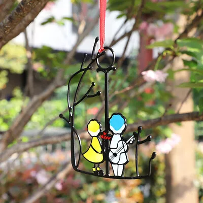 Buy Couples Stained Glass Window Hangings With Chain - Home Décor • 10.99£