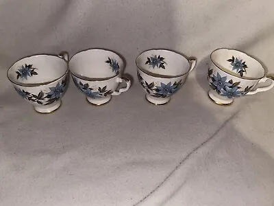 Buy Set Of 4 Royal Stafford Bone China Blue Floral Cups • 0.99£