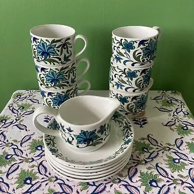 Buy Vintage MIDWINTER Spanish Garden Tea Cups & Saucers, Milk Jug Jessie Tait MCM • 14.99£