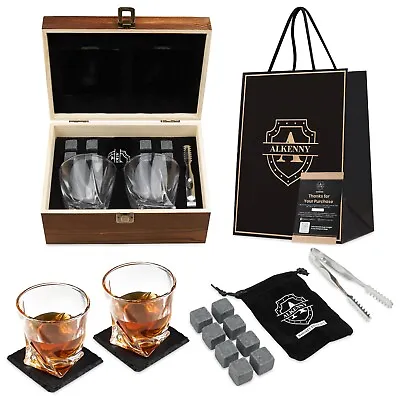 Buy Whiskey Gift Set , Whiskey Stones & Glass Set Of 2 , Gifts For Men , Weddings  • 34.99£