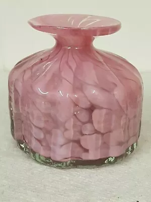 Buy Vintage Mdina Glass Malta Pink Mottled Ribbed Bud Vase Signed 2.75  • 10£