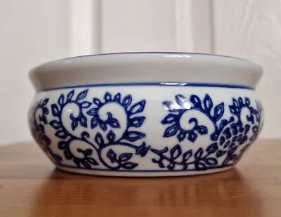 Buy Vintage Oriental Style Stoneware Succulent Plant Bowl White Blue Pot Chinoiserie • 13£