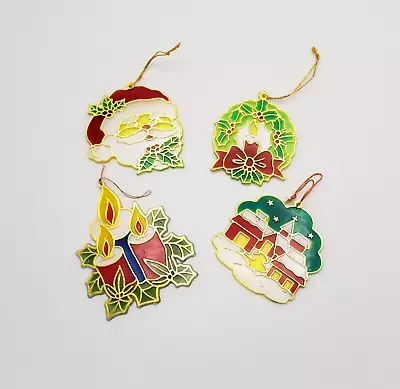 Buy Vintage Small Plastic Stained Glass Christmas Window Hanging Decorations • 4£